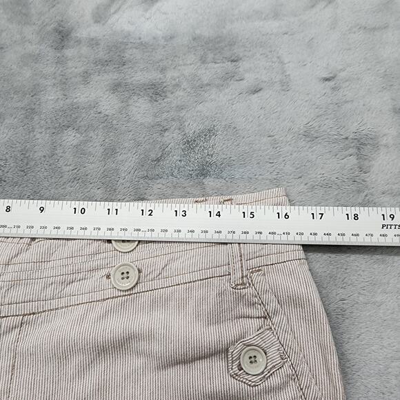 Gloria Vanderbilt Pants Womens 10 Tan White Striped Double Button Capri Cuffed - Picture 9 of 13